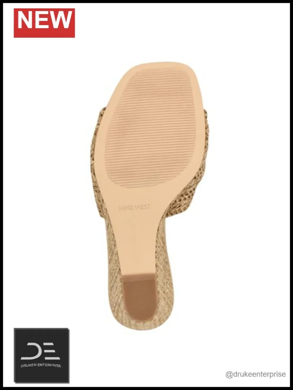 Nine West Nikhil Woven Wedge Sandals Square Toe Slip-On 3.31